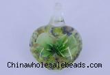 LP18 18*30*40mm heart inner flower lampwork glass pendants