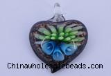 LP22 15*36*44mm heart inner flower lampwork glass pendants