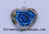 LP27 12*38*43mm heart inner flower lampwork glass pendants