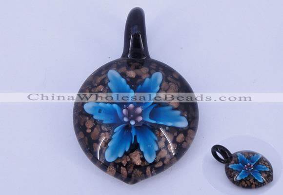 LP36 13*30*45mm heart inner flower lampwork glass pendants