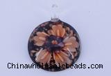 LP49 13*35*47mm flat round inner flower lampwork glass pendants