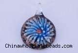 LP50 13*34*47mm flat round inner flower lampwork glass pendants