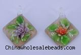 LP56 12*38*48mm diamond inner flower lampwork glass pendants