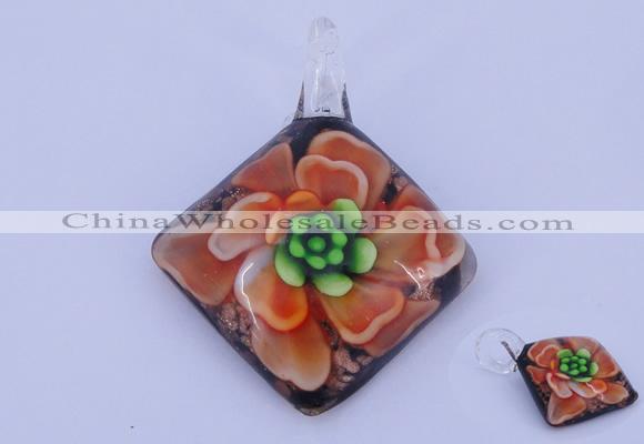 LP66 13*40*50mm diamond inner flower lampwork glass pendants