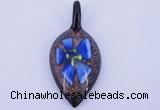 LP82 12*27*56mm leaf inner flower lampwork glass pendants