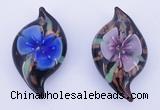 LP85 14*27*50mm leaf inner flower lampwork glass pendants