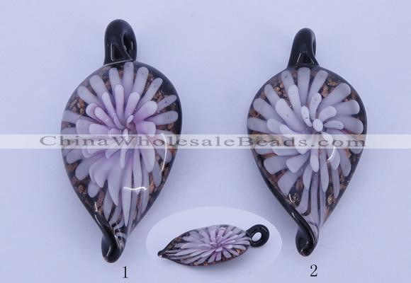 LP94 11*27*54mm leaf inner flower lampwork glass pendants