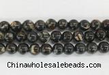 LPBS04 15 inches 12mm round black Lepidolite beads wholesale