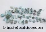 LRBS02 Top drilled 12*16mm - 20*25mm freeform larimar gemstone beads