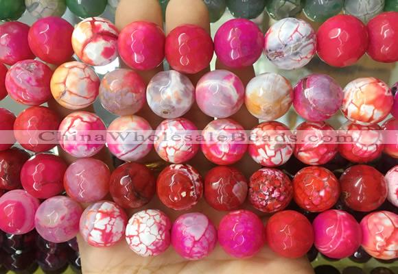 LSBS137 15 inches 16mm faceted round agate gemstone beads wholesale