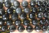 LSBS15 15 inches 16mm faceted round silver obsidian beads wholesale