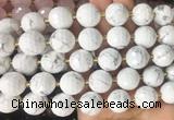 LSBS18 15 inches 16mm faceted round white howlite beads wholesale