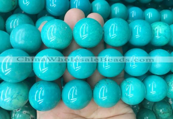 LSBS183 15 inches 20mm round green howlite turquoise beads wholesale