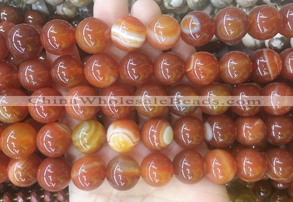 LSBS191 15 inches 16mm round red banded agate gemstone beads wholesale