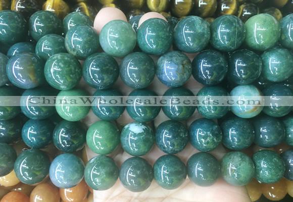 LSBS195 15 inches 16mm round moss agate gemstone beads wholesale