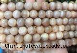 LSBS236 15 inches 14mm round pink sunstone gemstone beads wholesale