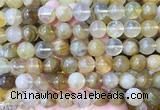 LSBS240 15 inches 14mm round yellow gum flower crystal beads wholesale