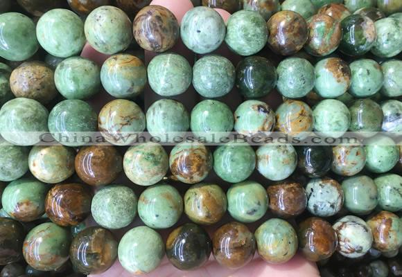 LSBS246 15 inches 14mm round green opal gemstone beads wholesale