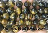 LSBS25 15 inches 16mm faceted round yellow & blue tiger eye beads wholesale