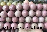 LSBS260 15 inches 20mm faceted round pink wooden jasper beads wholesale