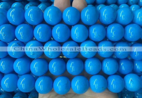 LSBS282 15 inches 16mm round dark blue howlite turquoise gemstone beads wholesale