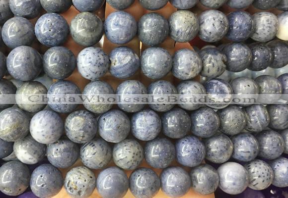 LSBS288 15 inches 14mm round blue coral gemstone beads wholesale
