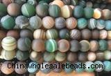LSBS293 15 inches 14mm round matte banded agate gemstone beads wholesale