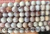 LSBS294 15 inches 14mm round matte banded agate gemstone beads wholesale