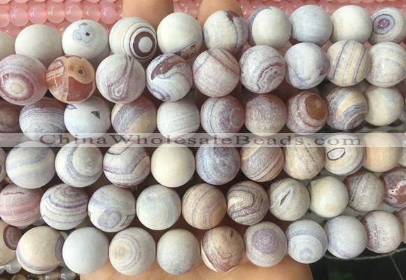 LSBS294 15 inches 14mm round matte banded agate gemstone beads wholesale