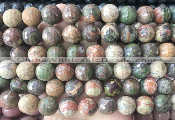 LSBS313 15 inches 16mm faceted round ocean agate gemstone beads wholesale