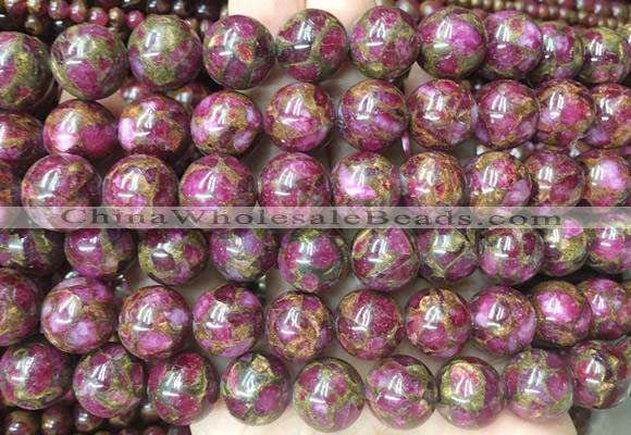 LSBS346 15 inches 14mm round gold color stone beads wholesale