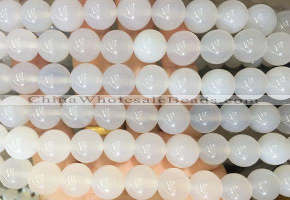 LSBS352 15 inches 14mm round white agate gemstone beads wholesale