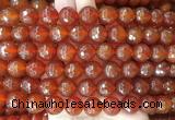 LSBS363 15 inches 14mm faceted round red agate gemstone beads wholesale