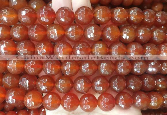 LSBS363 15 inches 14mm faceted round red agate gemstone beads wholesale