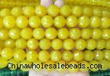 LSBS364 15 inches 14mm faceted round yellow agate gemstone beads wholesale