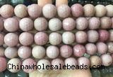 LSBS369 15 inches 16mm faceted round pink wooden jasper beads wholesale