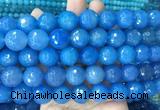 LSBS372 15 inches 16mm faceted round blue agate gemstone beads wholesale