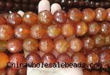 LSBS376 15 inches 18mm faceted round red agate gemstone beads wholesale