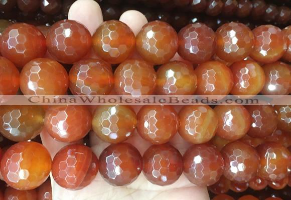 LSBS379 15 inches 20mm faceted round red agate gemstone beads wholesale