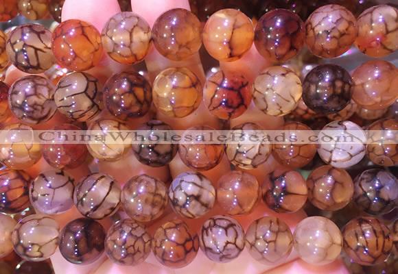 LSBS382 15 inches 14mm round dragon veins agate gemstone beads wholesale