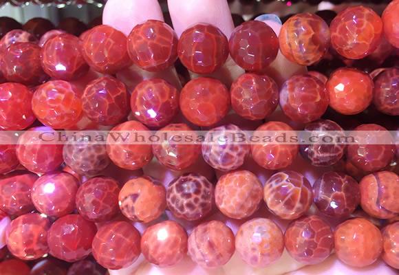 LSBS391 15 inches 14mm faceted round dragon veins agate gemstone beads wholesale