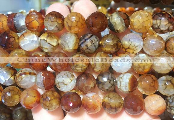 LSBS393 15 inches 14mm faceted round dragon veins agate gemstone beads wholesale