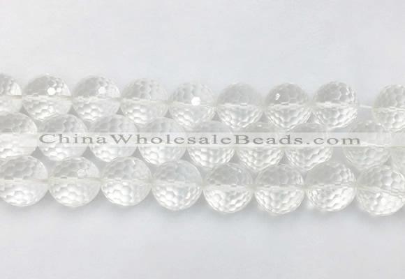 LSBS69 15 inches 16mm faceted round white crystal beads wholesale