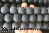 LSBS701 15 inches 20mm round matte black agate gemstone beads wholesale