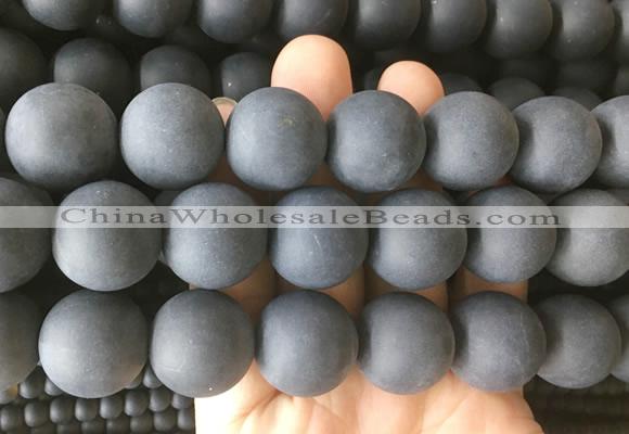 LSBS701 15 inches 20mm round matte black agate gemstone beads wholesale