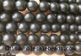 LSBS703 15 inches 16mm round matte black agate gemstone beads wholesale