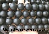 LSBS704 15 inches 18mm round matte black agate gemstone beads wholesale