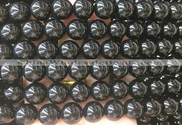 LSBS706 15 inches 14mm round black agate gemstone beads wholesale