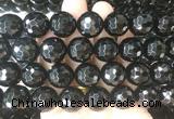 LSBS716 15 inches 18mm faceted round black agate gemstone beads wholesale