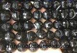 LSBS719 15 inches 16mm faceted round banded black agate gemstone beads wholesale